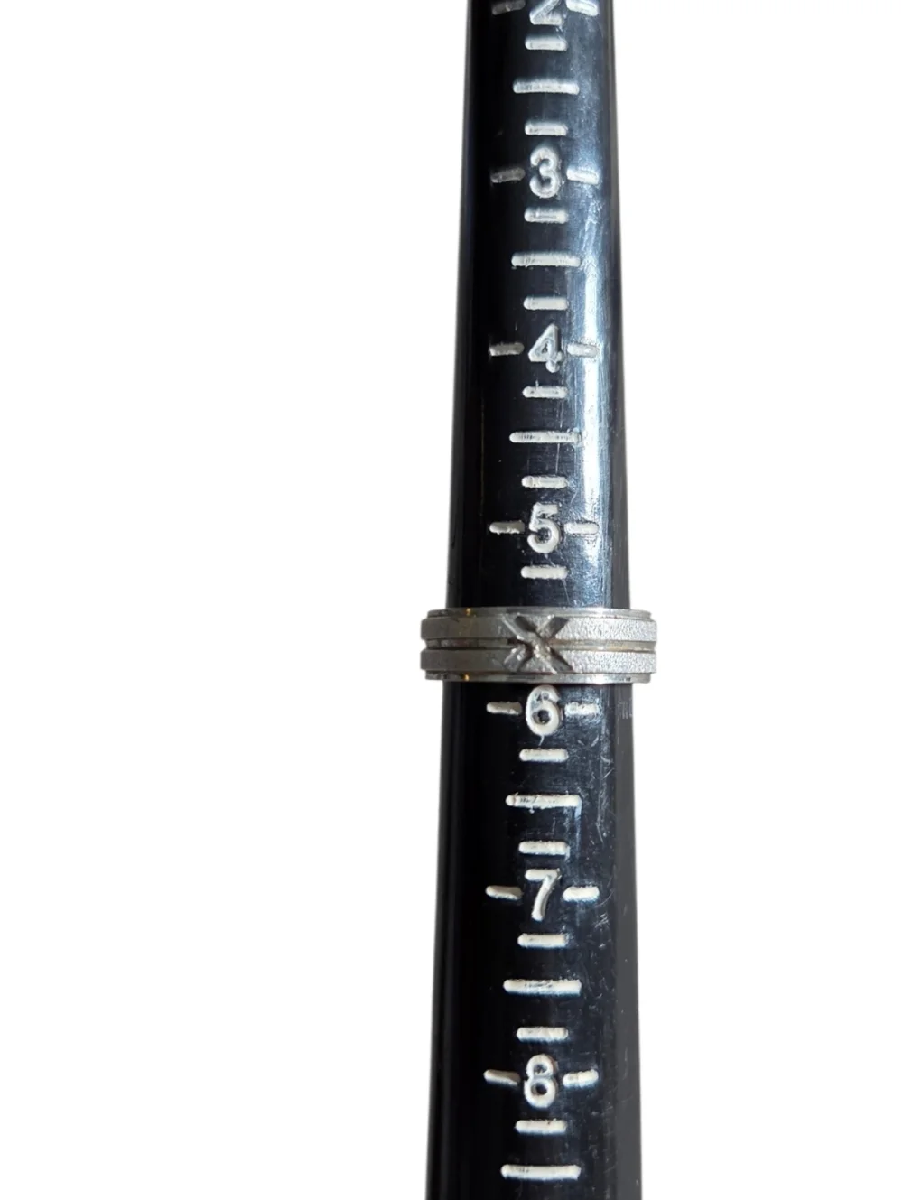 Size 5.5 Men's Silver-Tone Cross Accent Band Ring